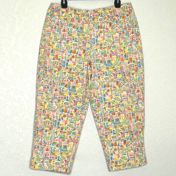 Talbots Women's Stretch 14 Petite Printed Cropped Pants - Picture 10 of 16